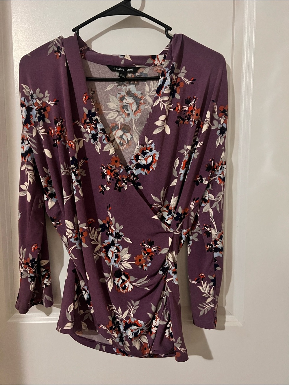 41 Hawthorn Purple Floral Wrap-Style Women's Top